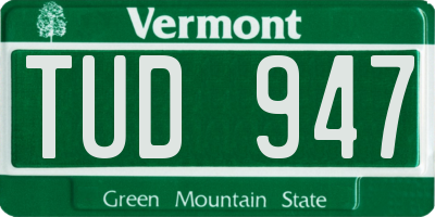 VT license plate TUD947