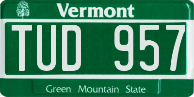 VT license plate TUD957