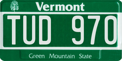 VT license plate TUD970
