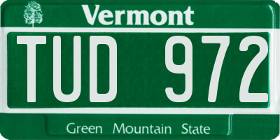 VT license plate TUD972