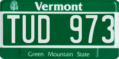 VT license plate TUD973