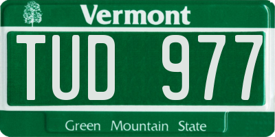 VT license plate TUD977