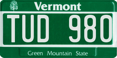 VT license plate TUD980