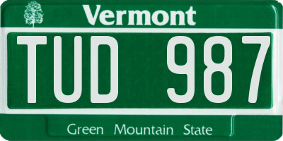 VT license plate TUD987