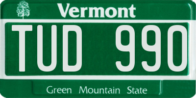 VT license plate TUD990