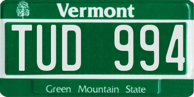 VT license plate TUD994
