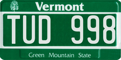 VT license plate TUD998