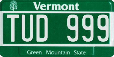 VT license plate TUD999