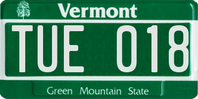 VT license plate TUE018