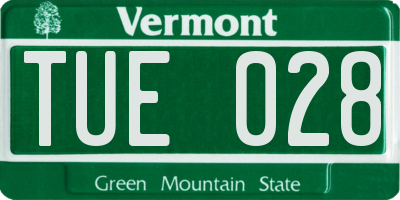 VT license plate TUE028