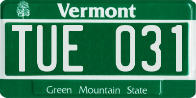 VT license plate TUE031