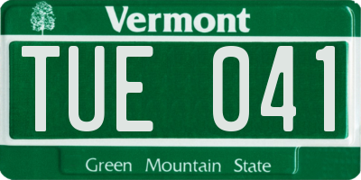 VT license plate TUE041