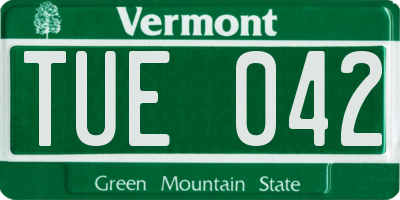 VT license plate TUE042