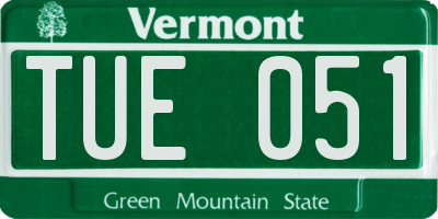 VT license plate TUE051