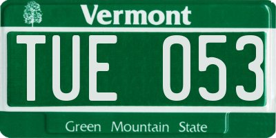 VT license plate TUE053