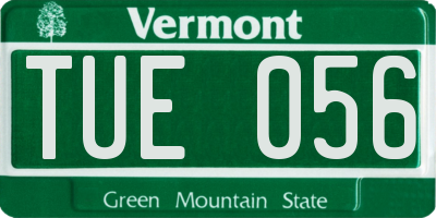 VT license plate TUE056