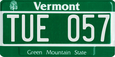 VT license plate TUE057