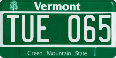 VT license plate TUE065