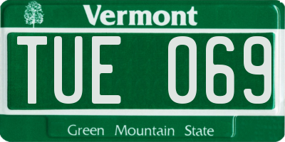 VT license plate TUE069