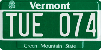 VT license plate TUE074