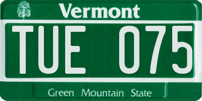 VT license plate TUE075