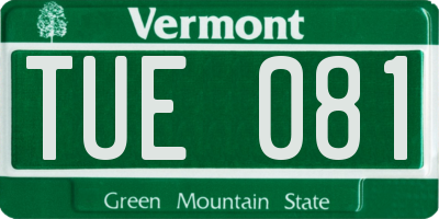 VT license plate TUE081