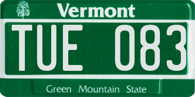 VT license plate TUE083