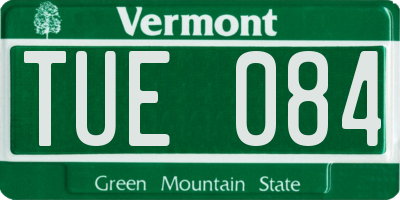 VT license plate TUE084