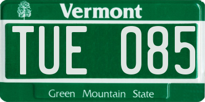 VT license plate TUE085