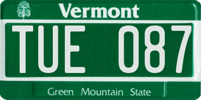 VT license plate TUE087