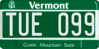 VT license plate TUE099