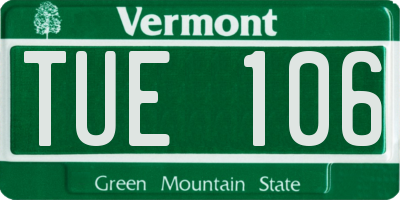 VT license plate TUE106