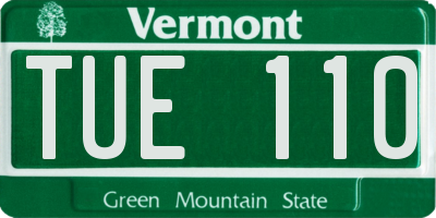 VT license plate TUE110