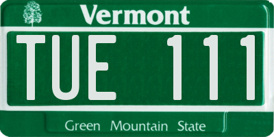 VT license plate TUE111