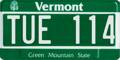 VT license plate TUE114