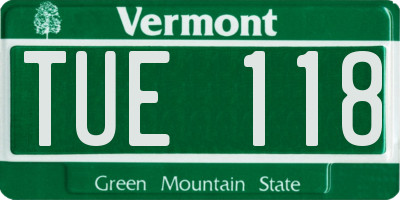 VT license plate TUE118
