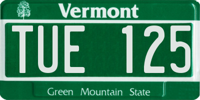 VT license plate TUE125