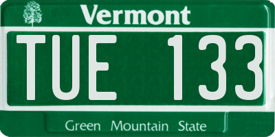 VT license plate TUE133