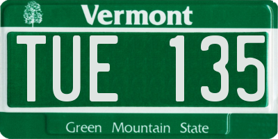 VT license plate TUE135