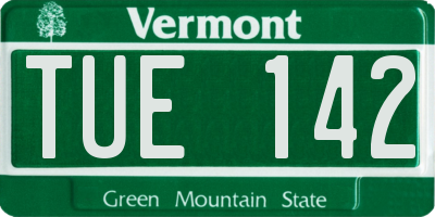 VT license plate TUE142