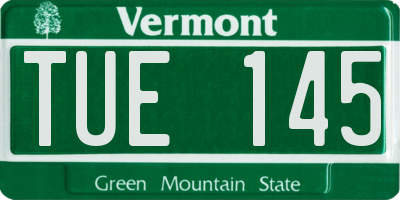 VT license plate TUE145