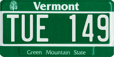 VT license plate TUE149