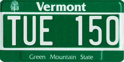 VT license plate TUE150