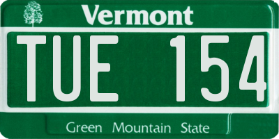VT license plate TUE154