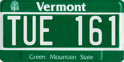 VT license plate TUE161