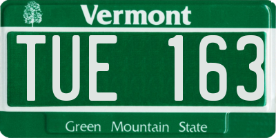 VT license plate TUE163