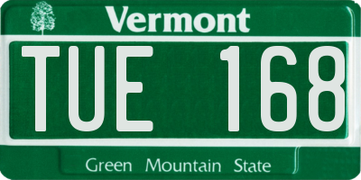 VT license plate TUE168