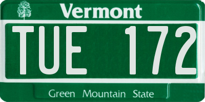VT license plate TUE172