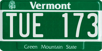 VT license plate TUE173