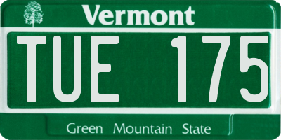 VT license plate TUE175